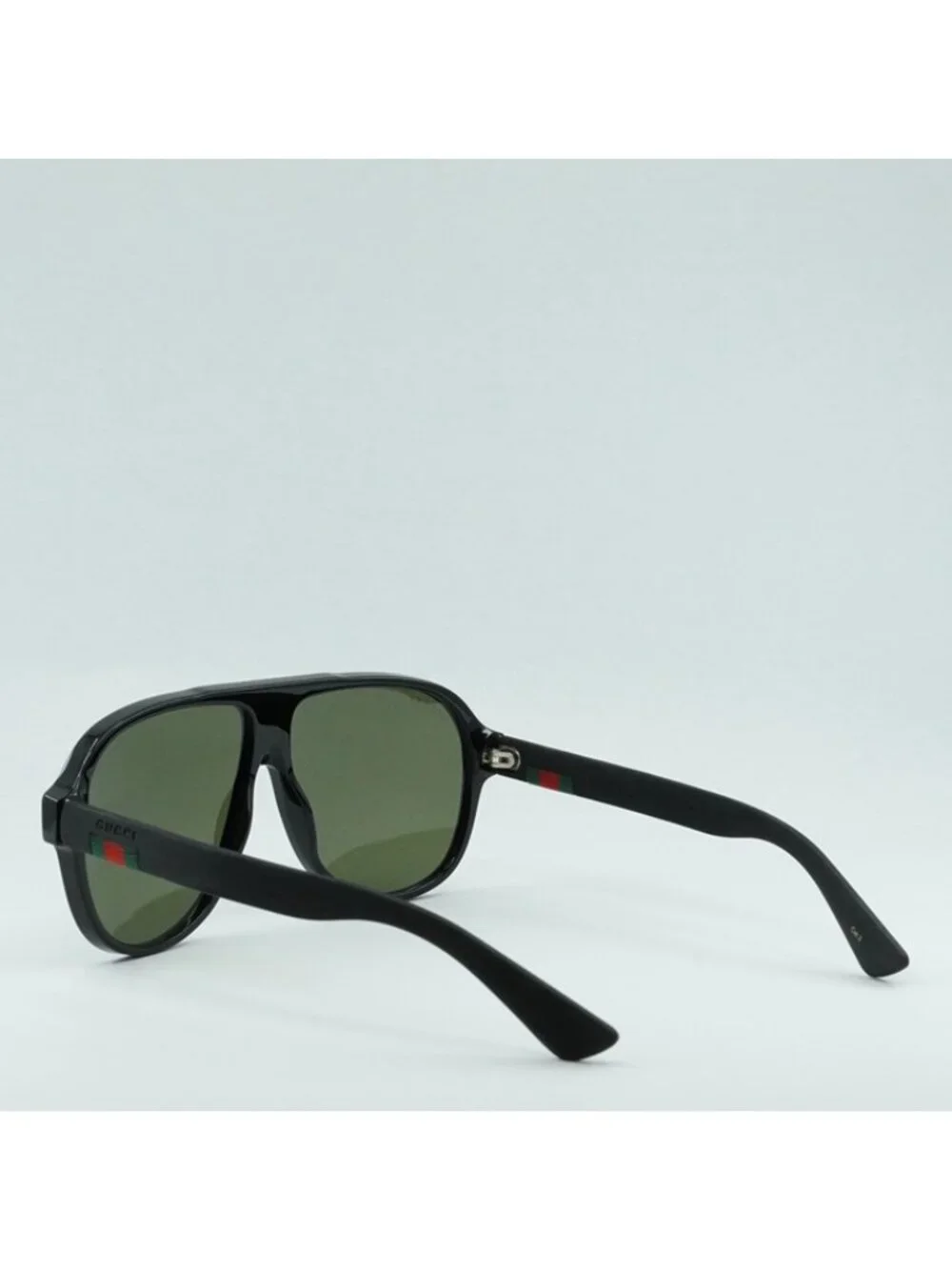 Gucci GG0009S 001 Sunglasses Black Aviator Frame, Green Lenses